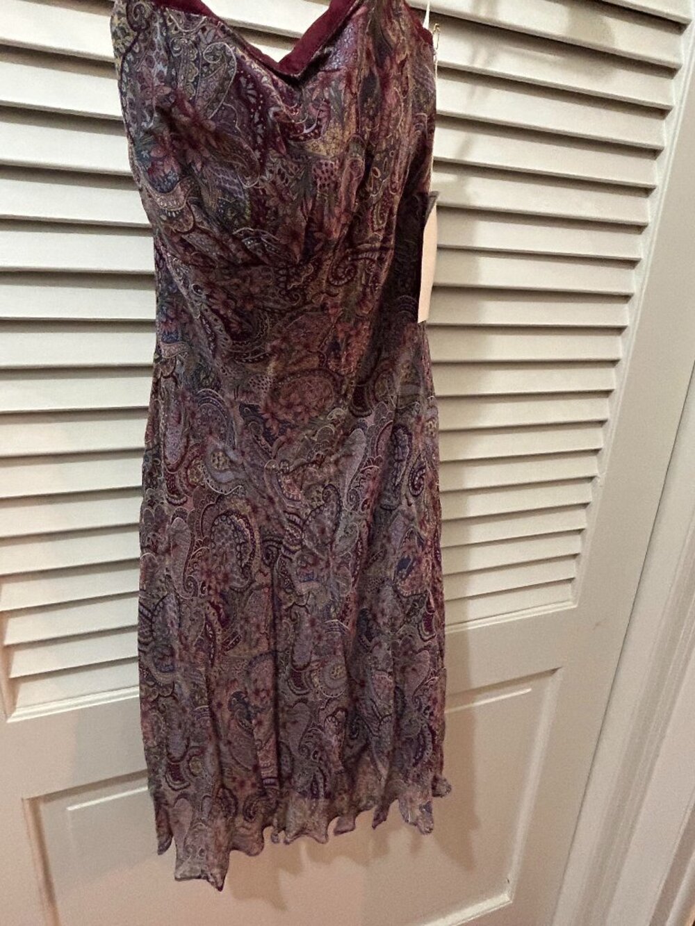 Vintage Shoshanna Strapless Paisley Chiffon Dress